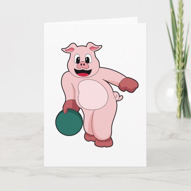 Gris vid Bowling med Bowling ball Kort (Framsida)