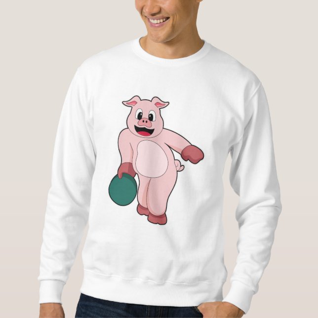 Gris vid Bowling med Bowling ball Lång Ärmad Tröja (Framsida)