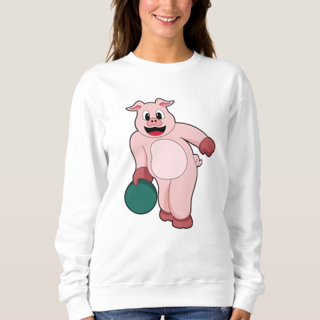 Gris vid Bowling med Bowling ball T Shirt (Framsida)