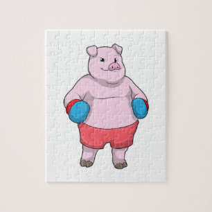 Gris vid Boxing med Boxing-handskar Pussel