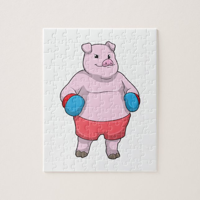 Gris vid Boxing med Boxing-handskar Pussel (Vertikal)