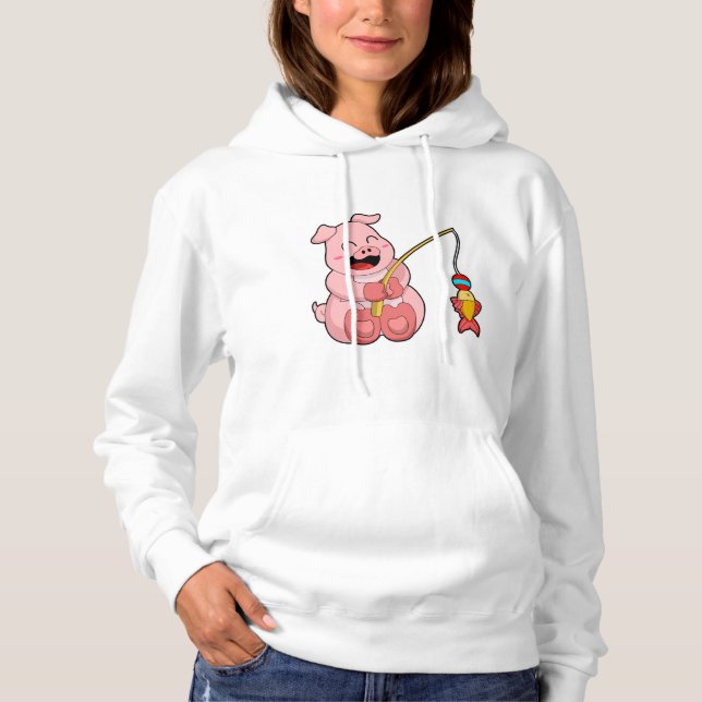 Gris vid fiske med fisk t shirt (Framsida)