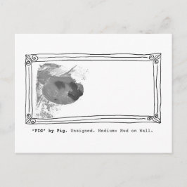 "Gris" vid grisen. Unsigned. Lera på väggen Vykort