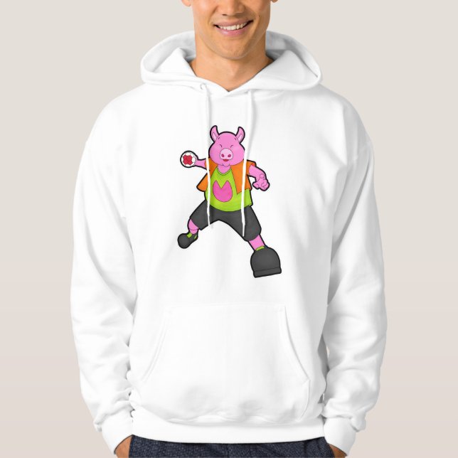 Gris vid Handball-spelare med handboll Hoodie (Framsida)