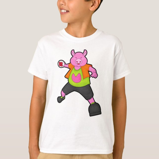 Gris vid Handball-spelare med handboll T Shirt (Framsida)