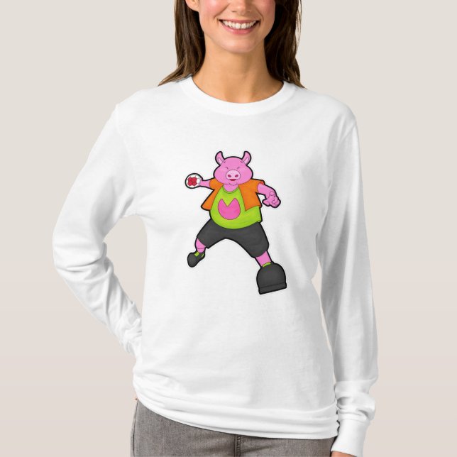 Gris vid Handball-spelare med handboll T Shirt (Framsida)