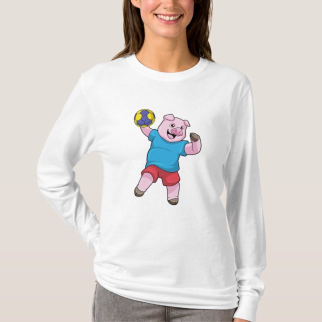 Gris vid Handball-sport T Shirt (Framsida)
