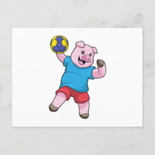 Gris vid handboll vykort