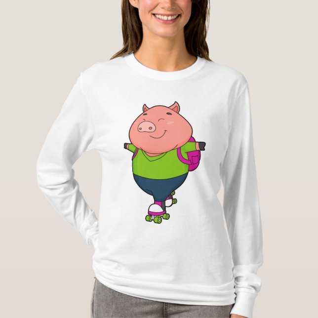 Gris vid Inline-skridskor med rullskridskor T Shirt (Framsida)