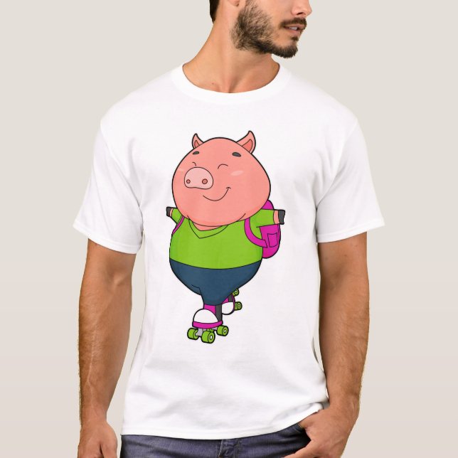 Gris vid Inline-skridskor med rullskridskor T Shirt (Framsida)