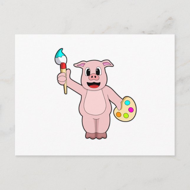 Gris vid målning med pensel & färg vykort (Framsida)