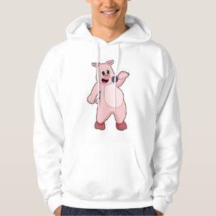 Gris vid singel med mikrofon hoodie