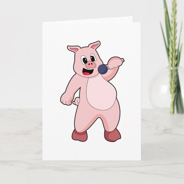 Gris vid singel med mikrofon kort (Framsida)