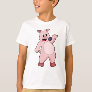 Gris vid singel med mikrofon t shirt