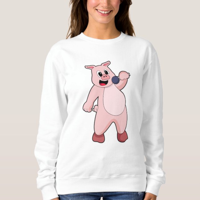 Gris vid singel med mikrofon t shirt (Framsida)