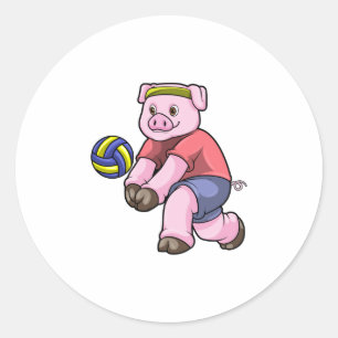 Gris vid sport med Volleyball Runt Klistermärke