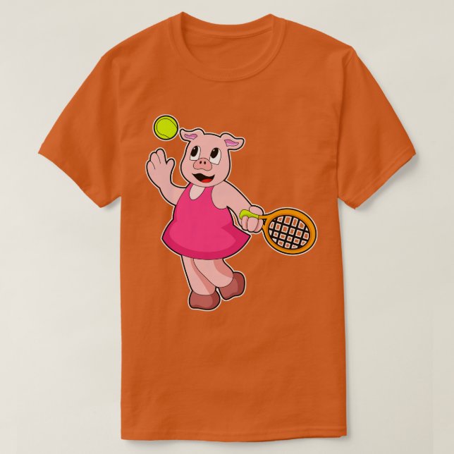 Gris vid Tennis med Tennis racket 1 T Shirt (Design framsida)