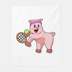 Gris vid Tennis med tennis racket Fleecefilt