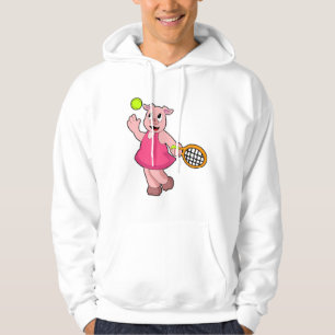 Gris vid Tennis med tennis racket Hoodie