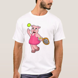 Gris vid Tennis med tennis racket T Shirt
