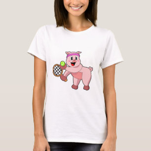 Gris vid Tennis med tennis racket T Shirt