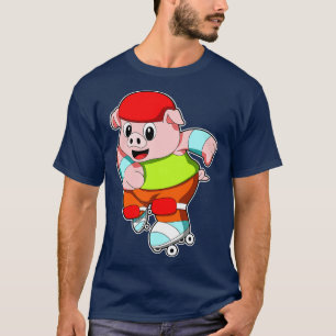 Gris vid textbundna skridskor med hjälpen för text t shirt