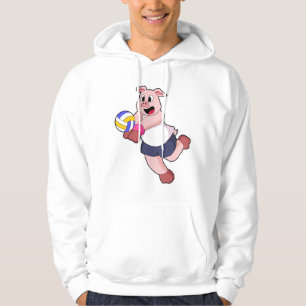 Gris vid Volleyball Sports Hoodie