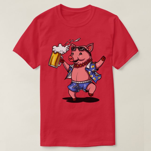 Gris Vin som dricker Älskare Funny Farm Gris T Shirt (Design framsida)
