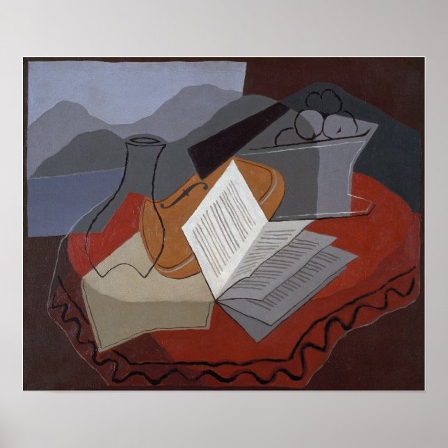 Gris - Violin Före ett öppet fönster 1926 Poster (Framsidan)