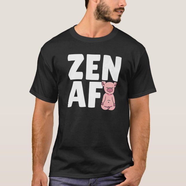Gris Yoga Meditating Zen AF T Shirt (Framsida)