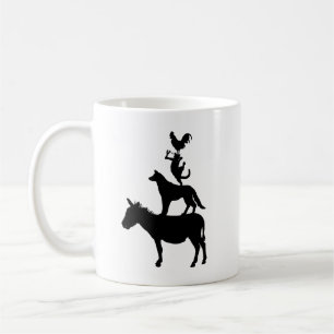 Grisar av djur, häst, Hund, katt, Tupp Kaffemugg