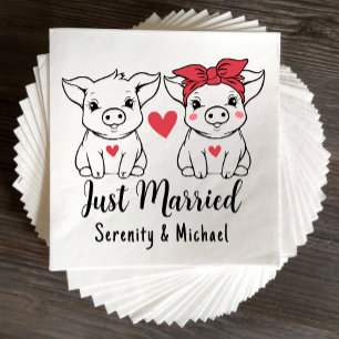 Grisar Bride Groom Farm Barn Ny gifta Bröllop Pappersservett