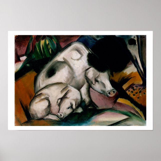 Grisar, c.1912 (olja på arbetsyta) poster (Framsidan)