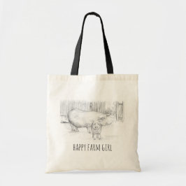 Grisar Farm Girl Barnyard Hand plockade Animal Tygkasse