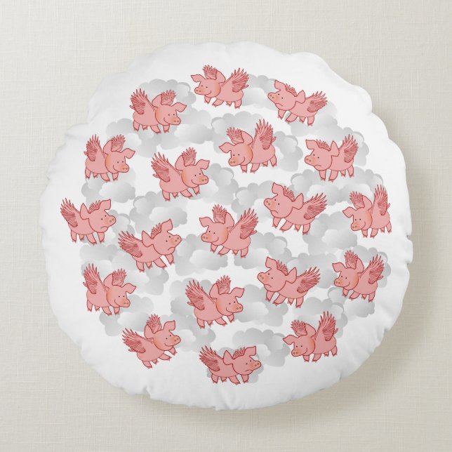 Grisar flyger anpassningsbar kudder rund kudde (Framsidan)