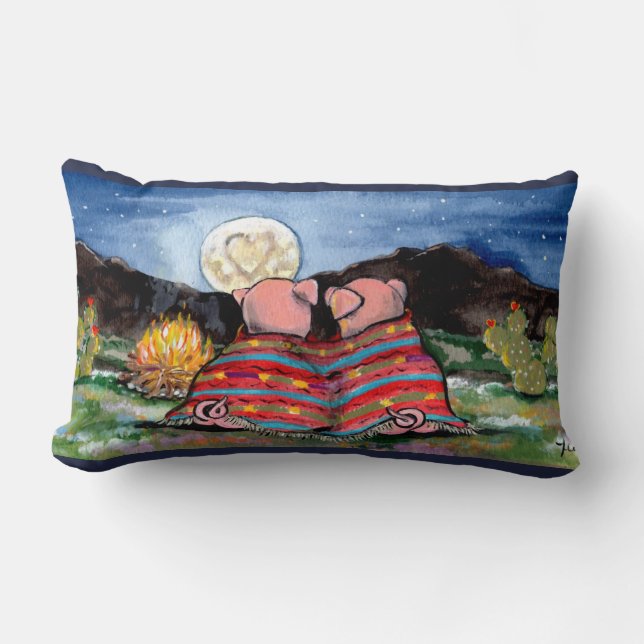 Grisar i en Blanket Roligt Designer Pillow Lumbarkudde (Framsida)