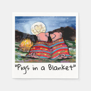 Grisar i en Måne Stars Art i Blanket Romantic Natt Pappersservett