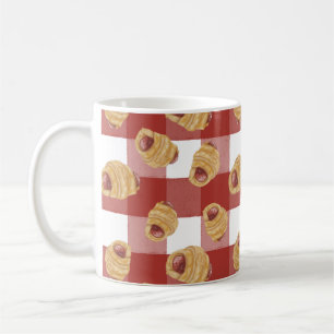Grisar i ett Mugg i en Blanket Gingham-kaffe