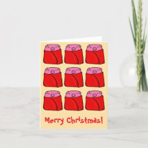 Grisar i jullkort för filtar