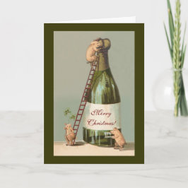 Grisar och Champagne; Finny Vintage jul Helgkort