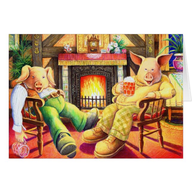 Grisar Party Hälsningskort (Framsidan Horizontal)