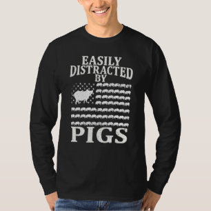 Grisar USA Flagga Patriotiska Lätt Distraherade av T Shirt