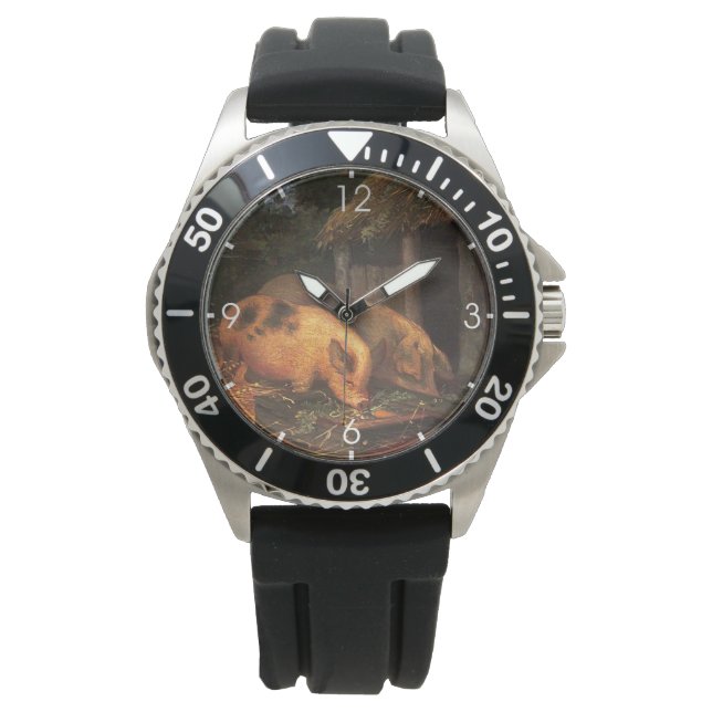 Grisar vid ett dalvärde (husdjur) armbandsur (Framsida)