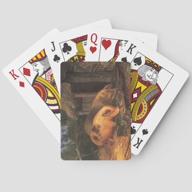 Grisar vid ett dalvärde (husdjur) casinokort (Baksidan)