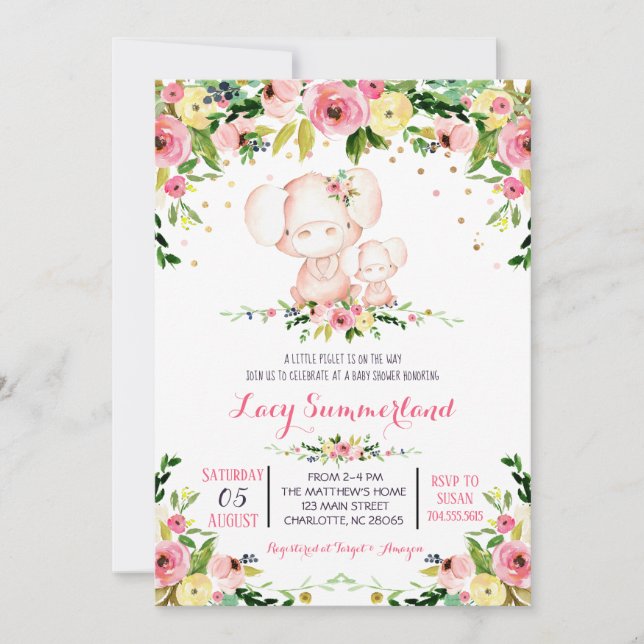 Grisbaby showerinbjudan, piglet inbjudningar (Framsida)