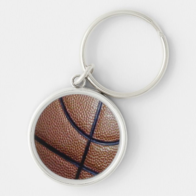 Grisen flår basketmönster med linjer rund silverfärgad nyckelring (Framsidan)
