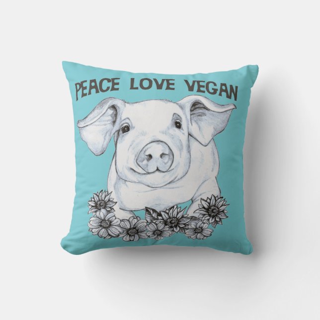 Grisen för fredkärlekveganen kudder kudde (Framsida)