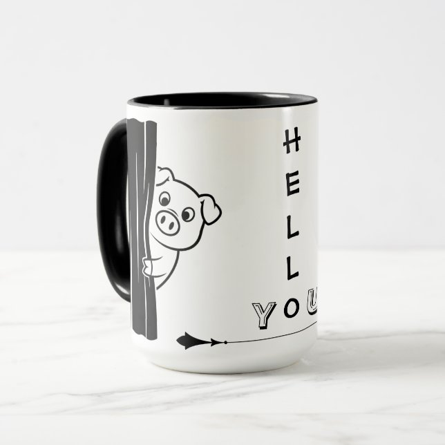 Grisen Peekaboo Rolig Mugg (Framsida vänster)
