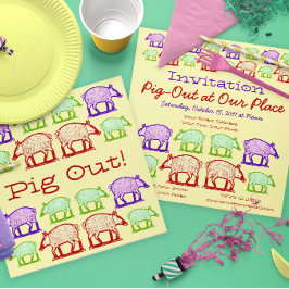 Grisfest hemma hos oss - BBQ-fest Inbjudningar