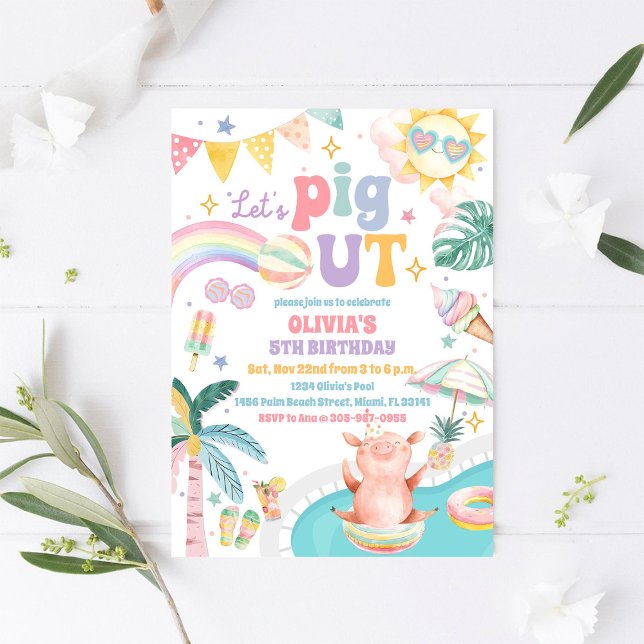 Grisfest Poolparty Födelsedagsinbjudan Inbjudningar (Skapare uppladdad)